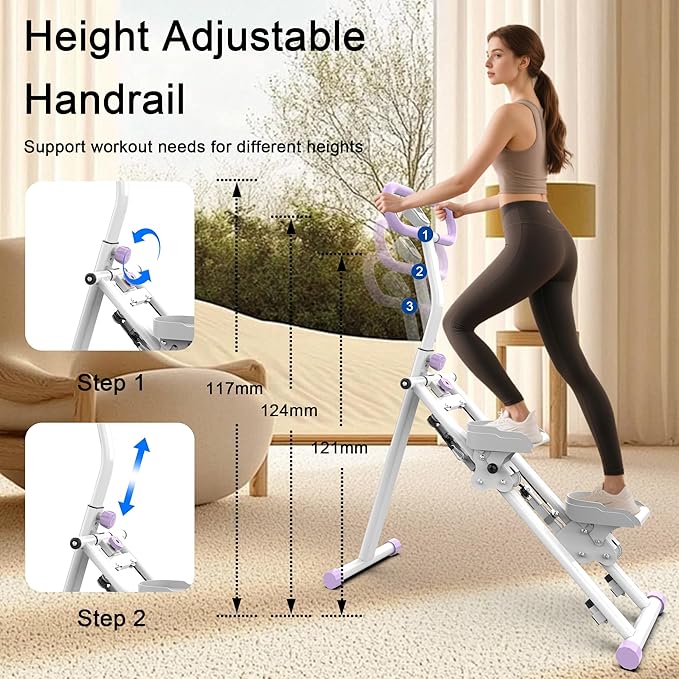 Stair Stepper for Home, Folding Vertical Climber Workout Machine for Full-Body Exercise Stair Stepper with Stable Frame Adjustable Handlebar & Pedals-StrideForce Fitness