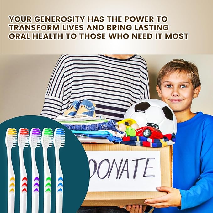 Navona 50 PCS Premium Individually Wrapped Bulk Toothbrush Pack, Disposable Toothbrushes, Kids Toothbrush, Medium Soft Bristle Toothbrushes, Ergonomics Handle, Perfect for Travel Hotel Donation