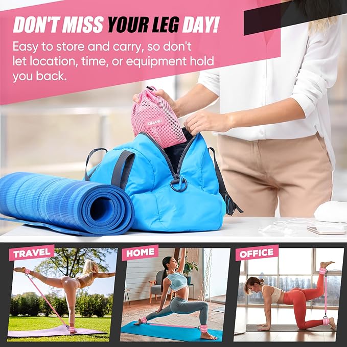 Ankle Resistance Bands with Cuffs for Working Out, Resistance Bands for Women, Exercise Bands for Leg and Glute, Booty Workout Equipment for Kickbacks, Butt and Hip Training, Ankle Weights Bands Set
