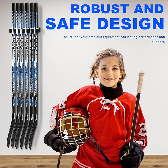Yousoontic Hockey Stick Holder Wall Mount, 1-6 Stick Capacity, Ice and Field Hockey Organizer (Decor & Storage 2-in-1) for Home Garage Room Office Sports Decoration-StrideForce Fitness