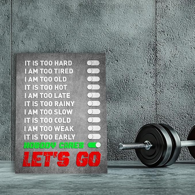 Gym Quotes Wall Art,Inspirational Workout Wall Decor,Let's Go Canvas Wall Art for Home Gym Exercise Fitness Room-StrideForce Fitness