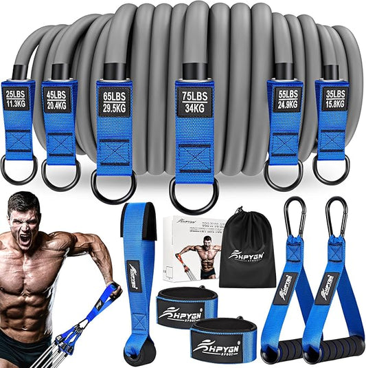 HPYGN Resistance Bands, Heavy Exercise Bands with Handles, Fitness Bands for Working Out, Workout Bands for Men, Weight Bands Set for Muscle Training, Strength, Slim, Yoga, Home Gym Equipment-StrideForce Fitness