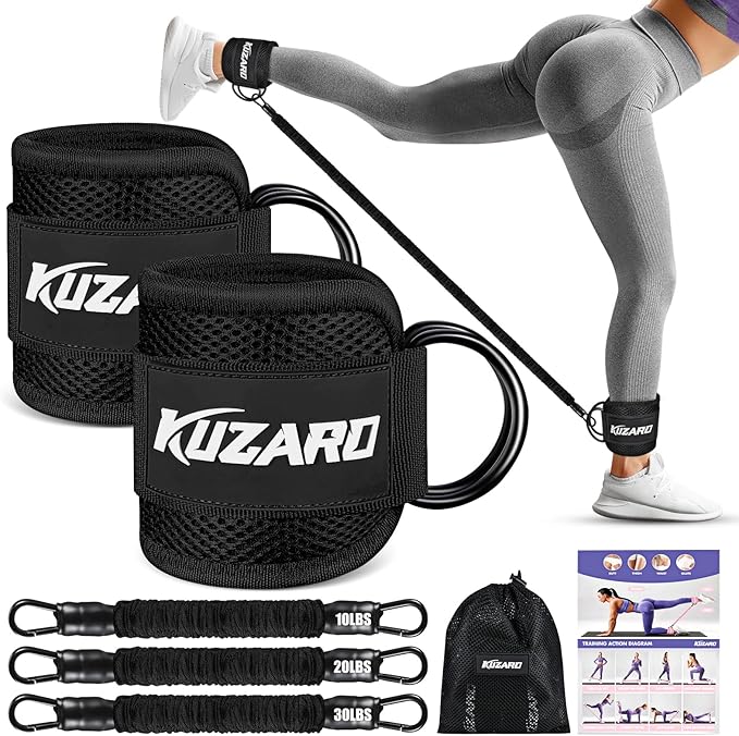 Ankle Resistance Bands with Cuffs for Working Out, Resistance Bands for Women, Exercise Bands for Leg and Glute, Booty Workout Equipment for Kickbacks, Butt and Hip Training, Ankle Weights Bands Set