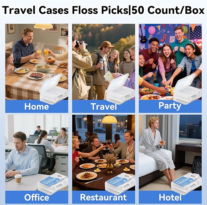 Floss Picks 1000 Count Dental Floss Sticks Gen 3 Bulk Tooth Picks Flossers with Travel Case Toothpicks for Family Restaurant Adults Teeth Cleaning