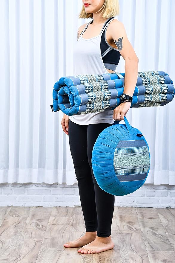 Leewadee Zabuton Seating Cushion – Square Floor Seat for Meditation Exercises, Light Yoga Mat Filled with Kapok-StrideForce Fitness