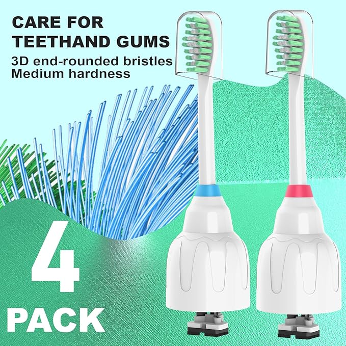 Replacement Toothbrush Heads for Philips Sonicare E Series,Compatible with Sonicare Essence, Elite, Advance, CleanCare Screw-on Electric Toothbrush HX7022/66 HX7023/64,HX7023/30,4 Pack with Caps 