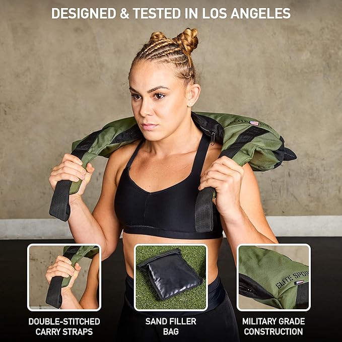 Elite Sports Bulgarian Canvas Bag, Fitness Canvas MMA Gym Cross Workout Training Sandbag 17, 25, 33, 45 lbs (UNFILLED)-StrideForce Fitness