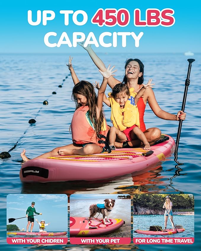 Bigfly 11'6×35" Super Wide Inflatable Stand Up Paddle Board, Ultra Stable Wide SUP for 2+1 People/Family/Big Size, 100L Backpack, All-Round Sup Board, US Big Fin-StrideForce Fitness
