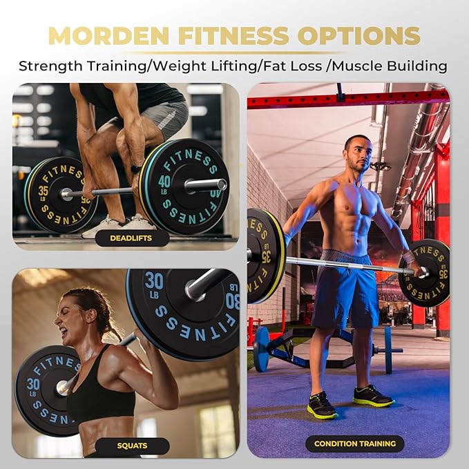 2 Inch Bumper Plates,10-500lbs,Barbell Rubber Olympic Weight Plates Set for Home Gym, Strength Training & Weight Lifting, Multiple Options Colors-StrideForce Fitness