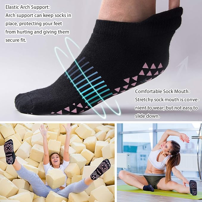 Hylaea Unisex Non Slip Socks with Grip for Yoga, Hospital, Pilates, Barre | Ankle, Cushioned-StrideForce Fitness