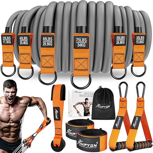 HPYGN Resistance Bands, Heavy Exercise Bands with Handles, Fitness Bands for Working Out, Workout Bands for Men, Weight Bands Set for Muscle Training, Strength, Slim, Yoga, Home Gym Equipment-StrideForce Fitness