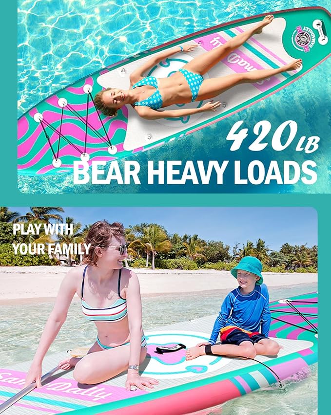 11'Stand Up Paddle Boards Surf Control with Premium SUP Board Accessories Backpack & Removable Fins, 34" Wide Inflatable Paddle Boards of All Skill Levels-StrideForce Fitness