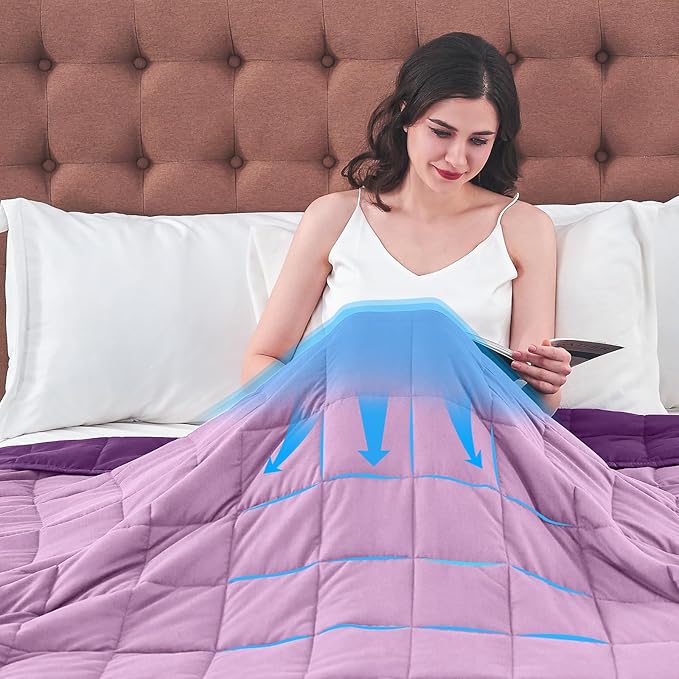 King Size Weighted Blanket for Adults (30 lbs, 80” x 87”, Purple) Cooling Heavy Blanket for Sleeping Perfect for 290-310 lbs, Breathable Blanket for Adults & Couple All Season, Machine Washable-StrideForce Fitness