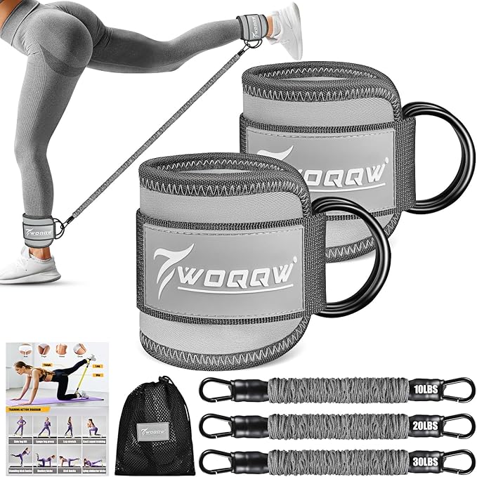Ankle Resistance Bands with Cuffs, Ankle Bands for Working Out, Glutes Workout Equipment, Butt Exercise Equipment for Kickbacks Hip Fitness Training, Legs Resistance Bands for Women & Men