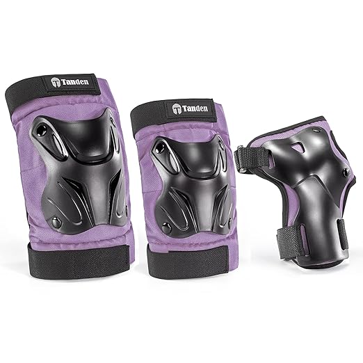 Skating Protective Gear Adult Youth Knee Pads and Elbow Pads Set, Skateboard Wrist Guards for Roller Skating Skateboarding Cycling Purple-StrideForce Fitness