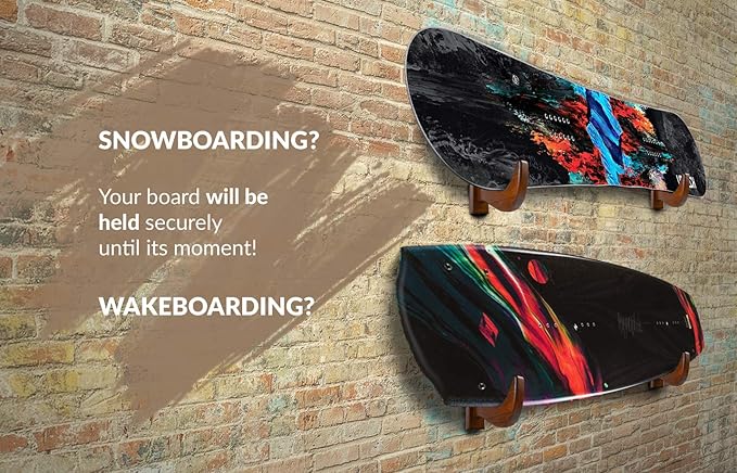 TESLYAR Surfboard Wall Mount – Wooden Surfboard Rack for Wall Storage – Solid Wood Hooks for Surfboard, Snowboard, Paddle Board & Wakeboard – Wave Style-StrideForce Fitness