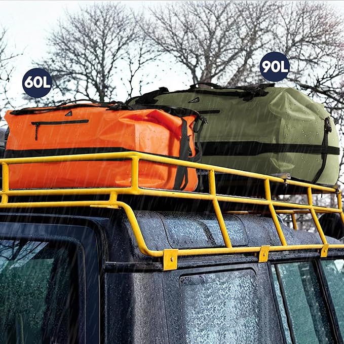 Haimont Large Waterproof Duffel Backpack Roll-Top Heavy Duty Dry Duffle Bag for Boating, Travel, Motorcycle, Kayaking, Camping, 60L-StrideForce Fitness