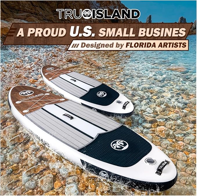 TRUISLAND Inflatable Paddle Board, Stand Up Paddle Board with Backpack, Non-Slip Thickened Deckpad, Waterproof Phone Case, Leash, Paddle, Hand Pump-StrideForce Fitness