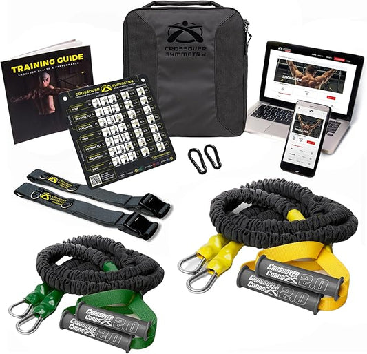 Crossover Symmetry Shoulder System Includes Two Sets of Resistance Bands Attachments Training Guide Exercise Chart Online Workouts for Home Fitness Rehab Rotator Cuff Exercises-StrideForce Fitness