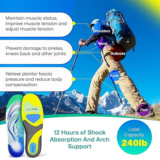 Upgraded Plantar Fasciitis Insoles, 240lbs Heavy Duty Work Boot Insoles for Men, Arch Support Orthotics Inserts, Athletic Gel Shoe Inserts for Pain Relief, Flat Feet, Standing All Day - XS-StrideForce Fitness