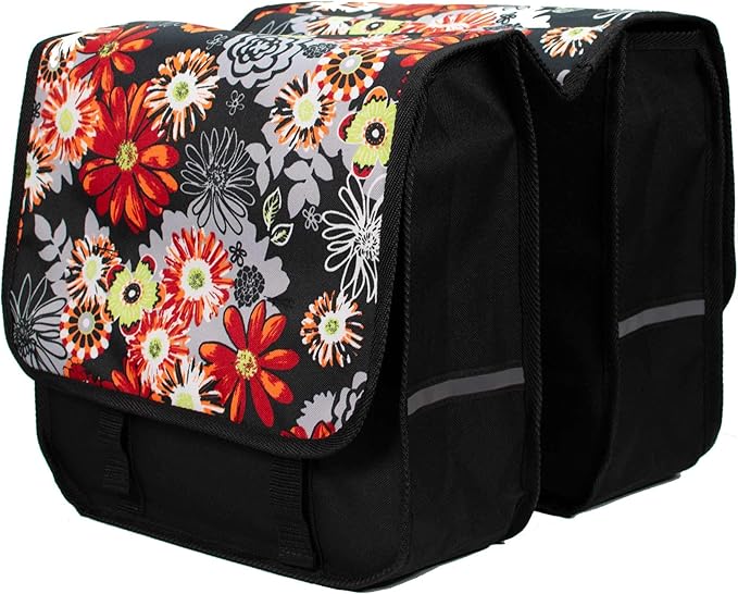 BikyBag Classic CL - Bike Double Bag, Stylish and Colorful Double Panniers (Red Meadow)-StrideForce Fitness