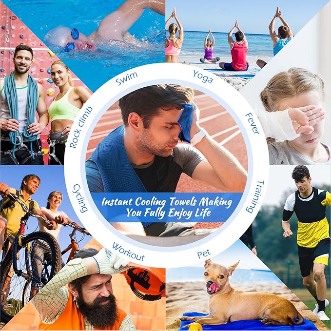 20 Pcs Cooling Towel 40 x 12 Ice Towel for Neck and Face Microfiber Chilly with Bag Breathable Yoga Gym Stay Cool Towels Sweat Rag for Workout Running Camping Pilates Beach Accessories (Royal Blue)-StrideForce Fitness