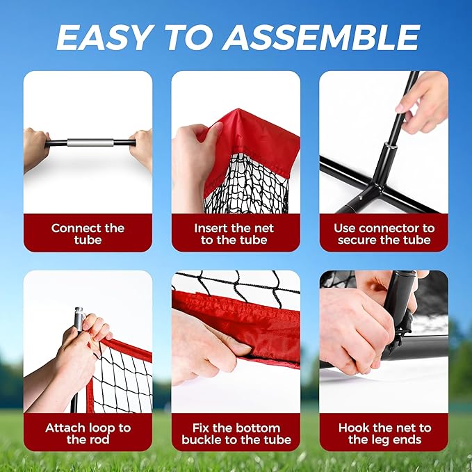 7x7 FT Baseball Net for Batting Pitching Hitting, with Strike Zone, Softball Net for Batting and Pitching, Baseball Practice Training Equipment for Kids Adult Youth-StrideForce Fitness