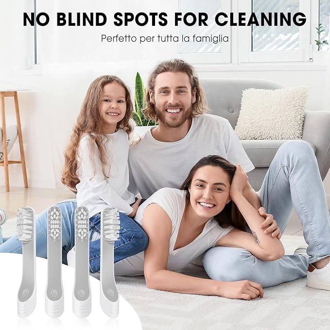 Toothbrush Replacement Heads Compatible with Quip Electric Toothbrush, Soft Bristles Adult Brush Heads, Gray, Pack of 4