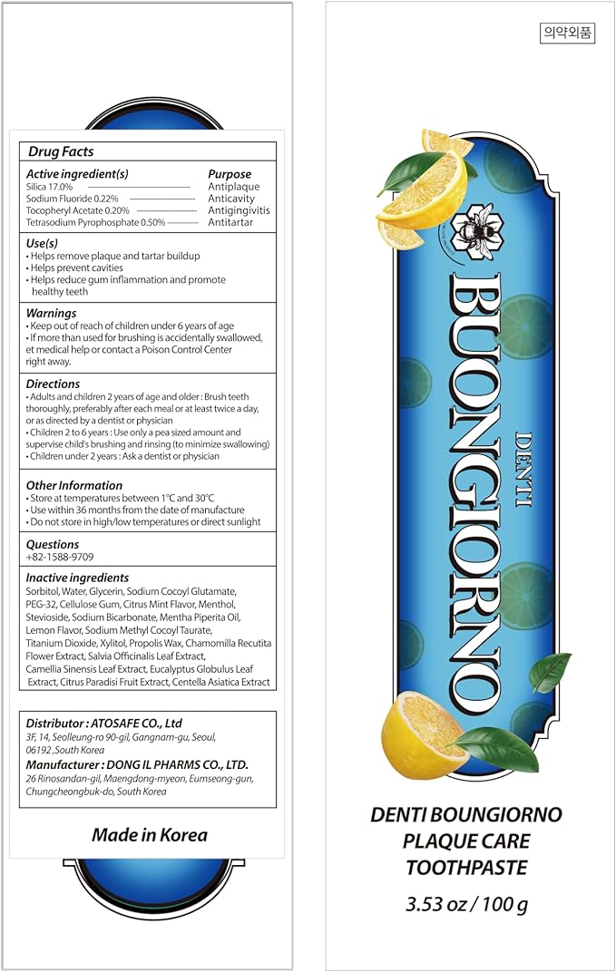 Plaque Care Toothpaste (Lemon Mint) – Deep Clean for Tartar Control & Heavy Plaque, Natural Whitening(Baking Soda), Cavity Protection, Paraben & SLS Free (3.52fl oz / 100g)