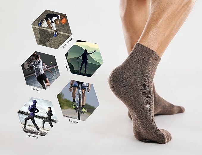 CelerSport 6 Pack Men's Ankle Socks with Cushion, Sport Athletic Running Socks-StrideForce Fitness