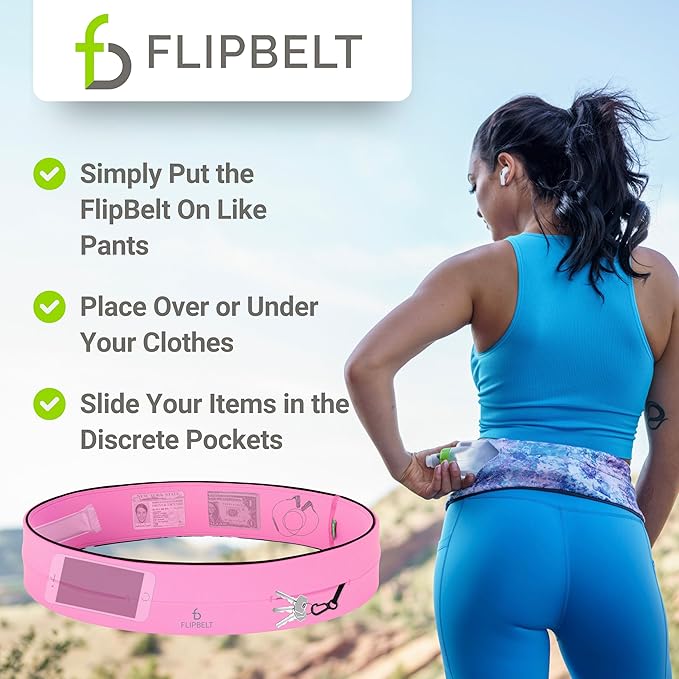FlipBelt Classic Running Belt, Running Fanny Pack for Women and Men, USA Company-StrideForce Fitness