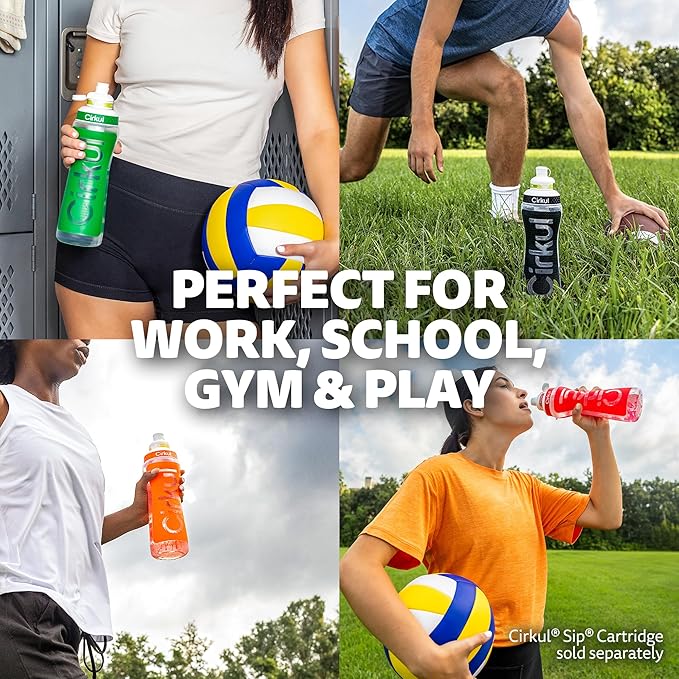 Cirkul 22oz. Pink Plastic Grip Squeeze Water Bottle & Sport Lid, BPA-Free, Non-Slip Design for Gym, Biking & Sports-StrideForce Fitness