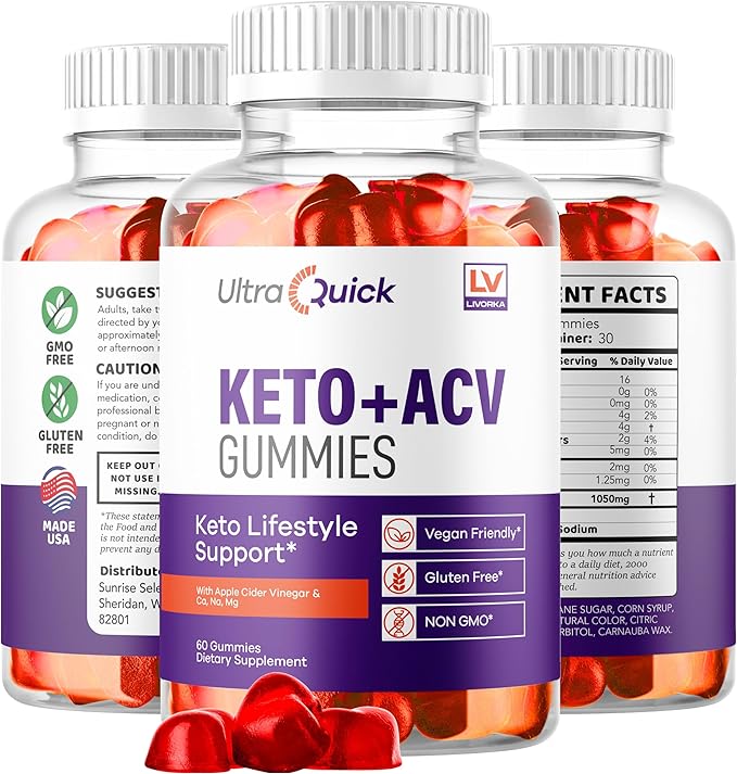 (3 Pack) Ultra Quick Keto ACV Gummies Weight Loss, Ultra Quick Keto ACV Gummies, UltraQuick Keto ACV Gummies, UltraQuick Keto Plus ACV Support Gummies, Ultra Quick Weight Loss Gummies for 3 Months-StrideForce Fitness