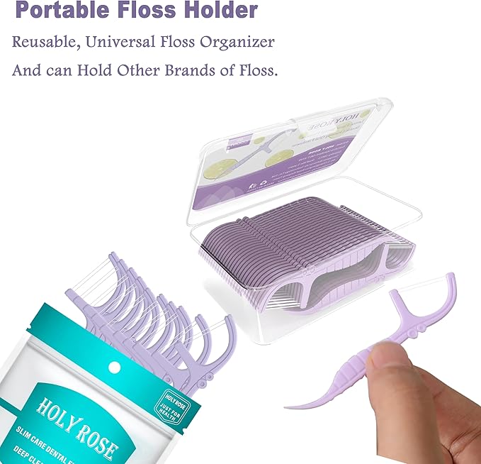 Holy rose Twin Line Dental Floss Picks with Mint Flavor - Dual Cleaning, Adult-Friendly End Toothpicks - 200 Count Flossers is Travel Oral Care Kit Cleaning Tool for Teeth.