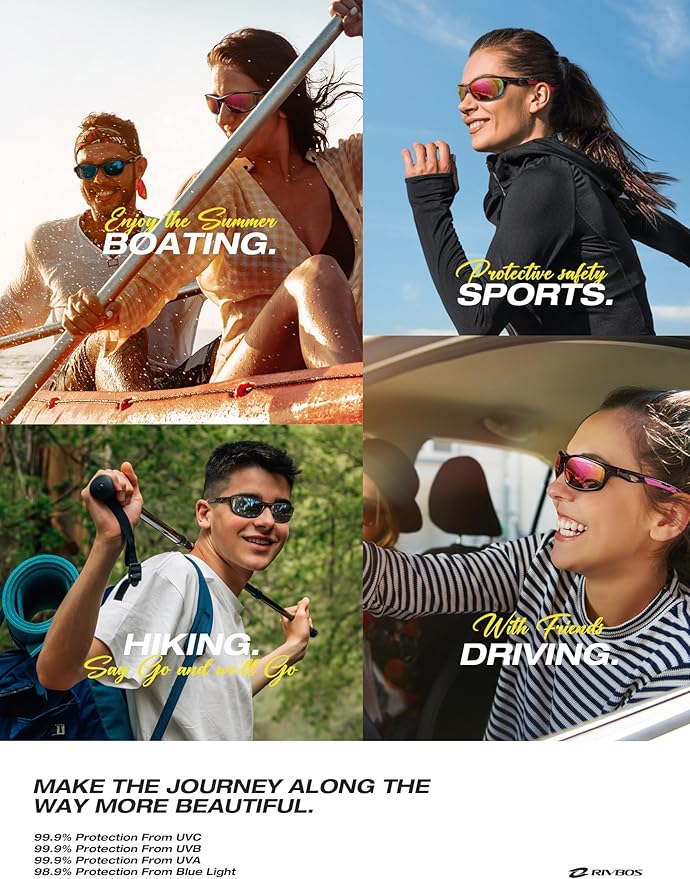 RIVBOS Sunglasses for Men Women Polarized UV Protection Sports Fishing Driving Shades Cycling RB833-StrideForce Fitness
