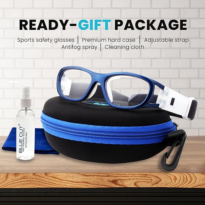 BLUE CUT Safety Basketball Goggles For Kids for Outdoor Sports Activities Anti Fog Replaceable to Prescription Lenses-StrideForce Fitness