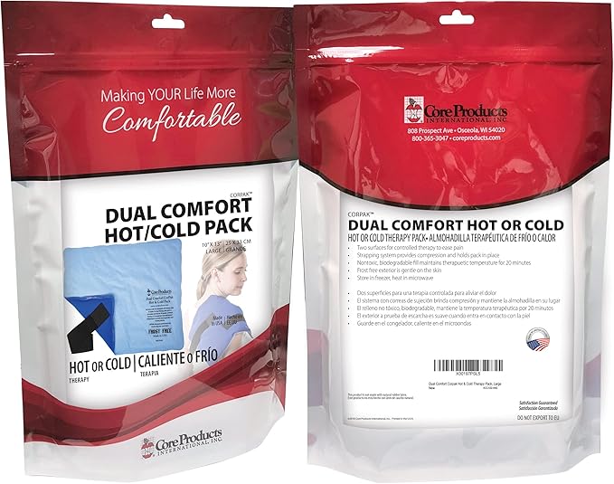 Core Products Dual Comfort CorPak - Reusable hot/Cold Pack for Knee, Back, Shoulder, or Ankle Pain; Use hot or Cold; Made in USA - Size: 10" x 13"-StrideForce Fitness