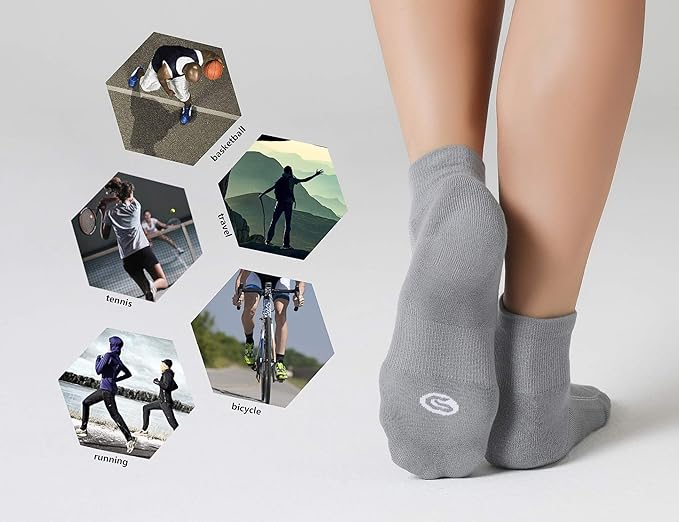CelerSport 6 Pack Men's Ankle Socks with Cushion, Sport Athletic Running Socks-StrideForce Fitness