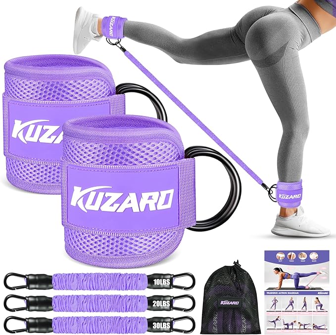 Ankle Resistance Bands with Cuffs for Working Out, Resistance Bands for Women, Exercise Bands for Leg and Glute, Booty Workout Equipment for Kickbacks, Butt and Hip Training, Ankle Weights Bands Set