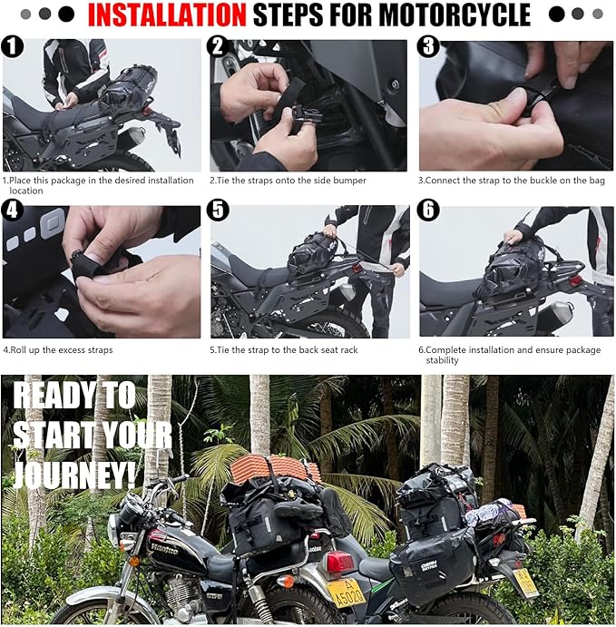 Waterproof Duffel& Luggage Bag - Motorcycle Dry Bag Tail Saddle Bags with Roll Top Closure,Large Storage Space,for Camping, Kayaking, Fishing & Traveling(Grey, 20L)-StrideForce Fitness