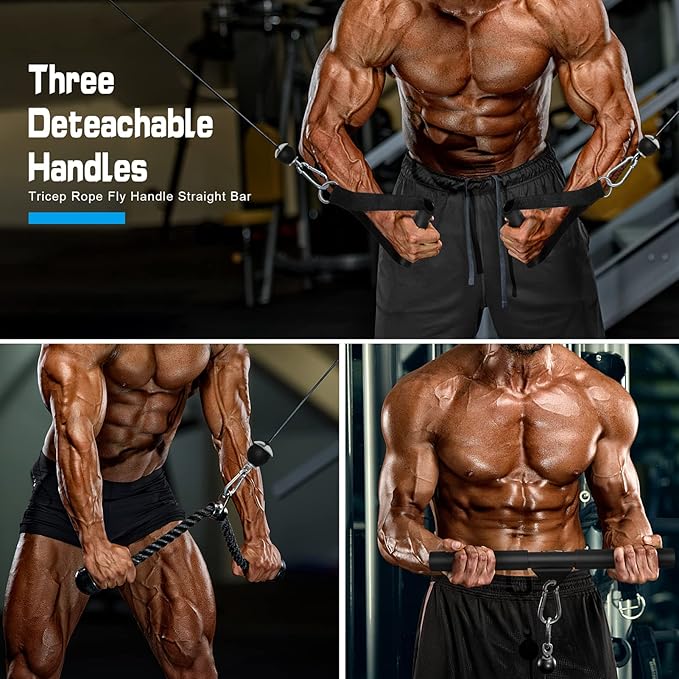 SERTT Weight Cable Pulley System Gym, Upgraded Cable Pulley Attachments for LAT Pull Down, Biceps Curl, Tricep, Arm Workouts - Home Gym Add On Equipment-StrideForce Fitness