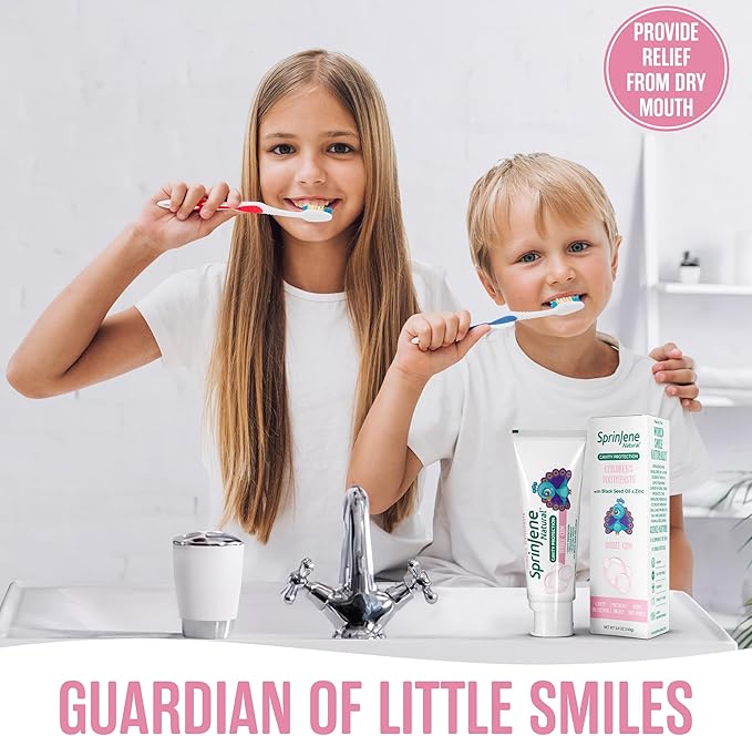 SprinJene Natural Children’s Toothpaste – Fluoride Bubblegum Toothpaste for Kids & Toddlers – Safe Gentle Formula for Cavity Protection – Made in The USA with Black Seed Oil & Zinc (1 Pack)