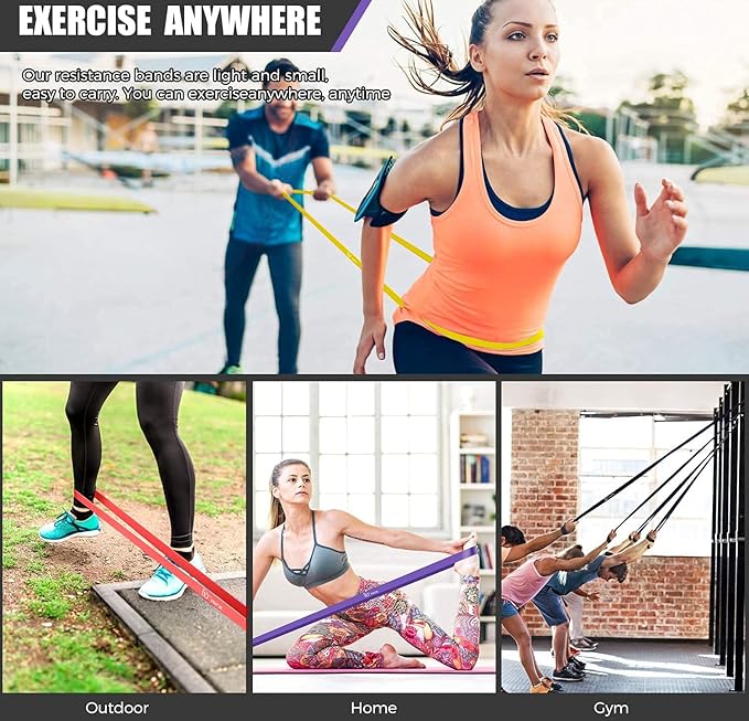 VEICK Resistance Bands for Working Out, Exercise Bands, Workout Bands, Pull Up Assistance Bands, Long Heavy Stretch Bands Set for Men and Women, Power Weight Gym at Home Fitness Equipment-StrideForce Fitness