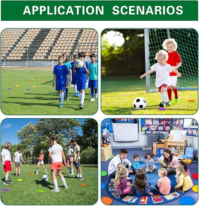 Spot Markers 4.72/9 Inch 12/24/36 Pcs Anti-Slip Agility Floor Markers,Colorful Flat Field Gym Classroom Floor Spots Set for Indoor Outdoor Soccer Basketball Sports Speed Training and Drills