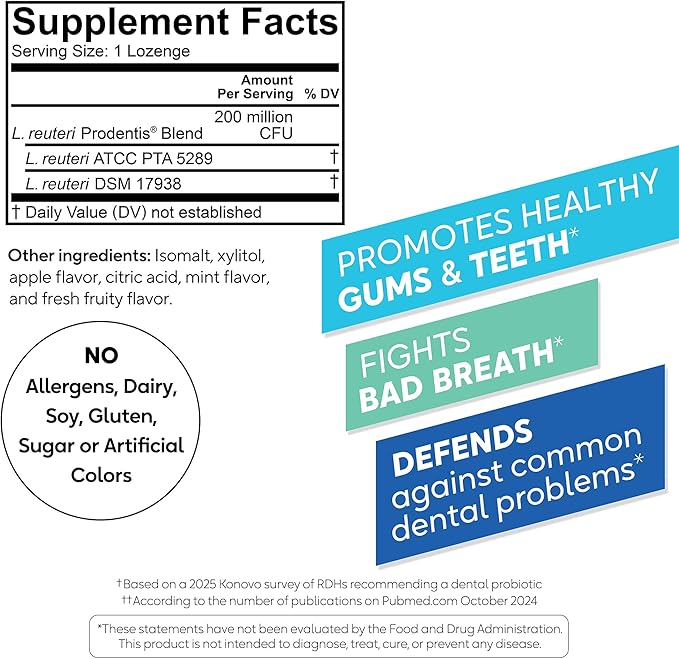 BioGaia Prodentis 3-Pack Bundle | Oral Probiotics | Promotes Healthy Gums & Teeth | Defends Against Bad Breath & Dental Problems | Improves Oral Health | Apple Flavored Dental Probiotic Lozenge