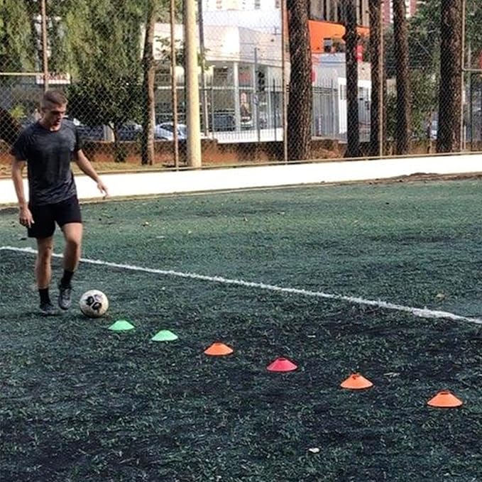 Disc Cones for Sports Training, 25/50 Pack Agility Soccer Cones with Carry Bag and Holder, Soccer, Football, Basketball, Coaching, Practice Equipment, 5 Color-StrideForce Fitness