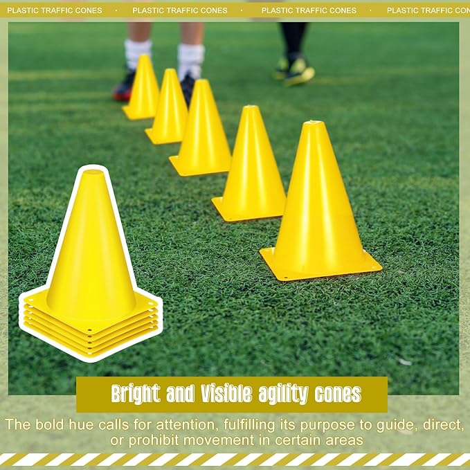 Syhood 30 Pack 7 Inch Plastic Traffic Cones Sports Training Agility Marker Mini Cones for Soccer, Skating, Football, Basketball, Indoor and Outdoor Games Sports Practice Equipment