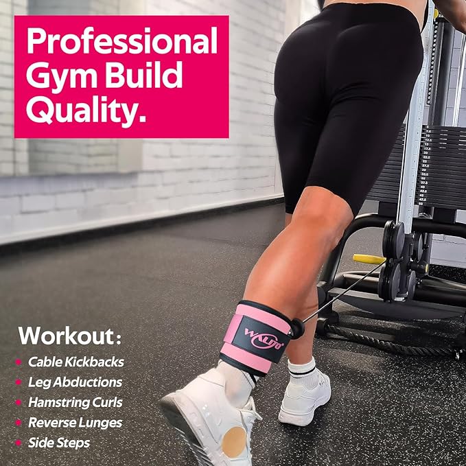 WALITO Ankle Resistance Bands with Cuffs, Exercise Bands for Legs and Butt, Booty Workout Equipment for Kickbacks and Hip Fitness Training