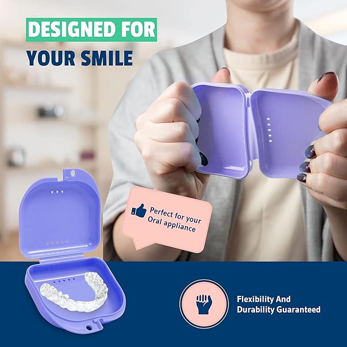 Retainer Case - Pack of 2 - Odorless Mouth Guard Case-Retainer Holder-Ventilated, Durable & Hygienic Night Guard Case for Carrying and Protecting Braces, Partial Dentures & Aligners-3.14 x 3.14 x 1.1