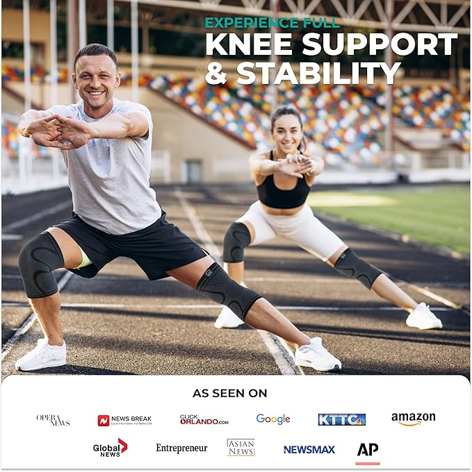 Modvel Compression Knee Brace for Women & Men - 2 Pack Knee Brace for Women Running Knee Pain, Knee Support Compression Sleeve, Workout Sports Knee Braces for Meniscus Tear ACL & Arthritis Pain Relief